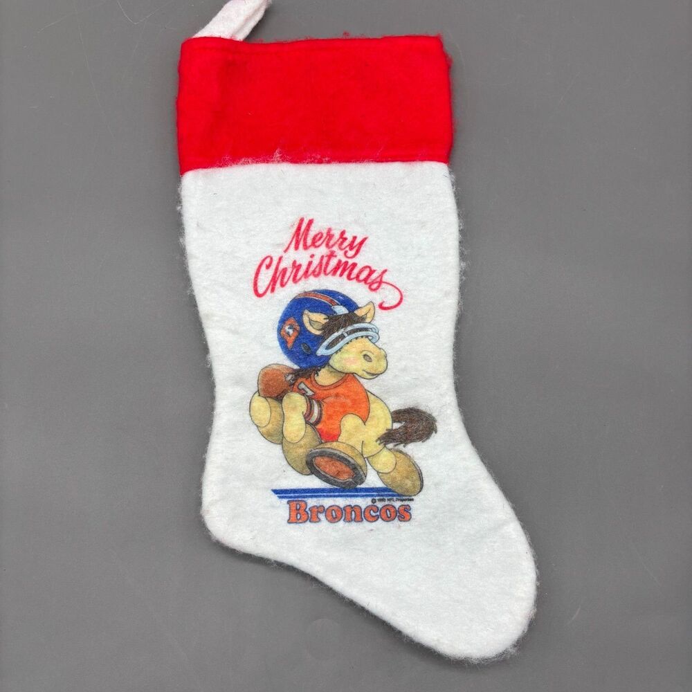 Vintage 1983 Denver Broncos Christmas Stocking NFL Huddles Horse Felt 15"